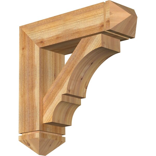 Ekena Millwork Balboa Arts and Crafts Rough Sawn Bracket w/ Offset Brace, Western Red Cedar, 8"W x 28"D x 28"H BKT0806X28X28BOA03RWR - main